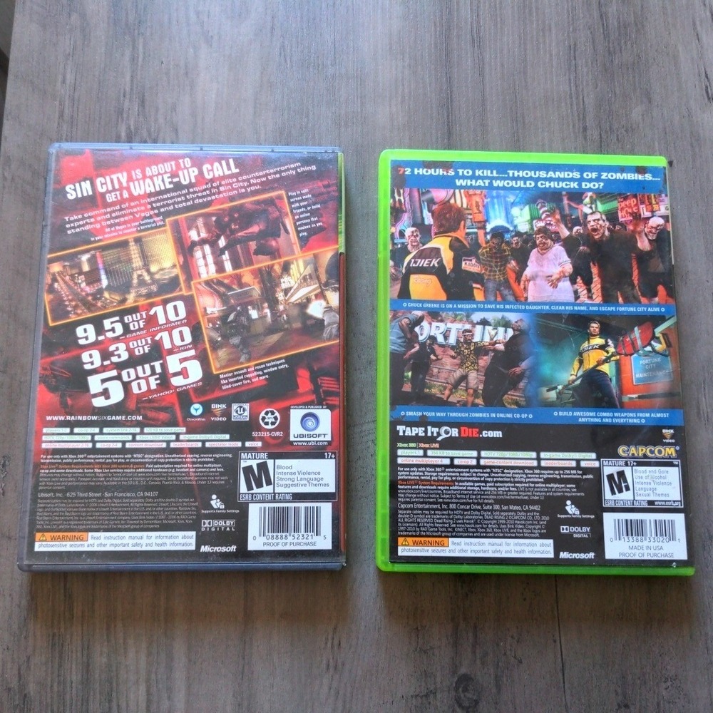 Xbox 360 Game Lot Dead Rising 2 & Rainbow Six Vegas Platinum Hits Tested - Picture 2 of 5